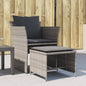 Garden armchair with footrest in synthetic rattan, beige