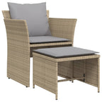 Sillón de jardín con reposapiés ratán sintético beige