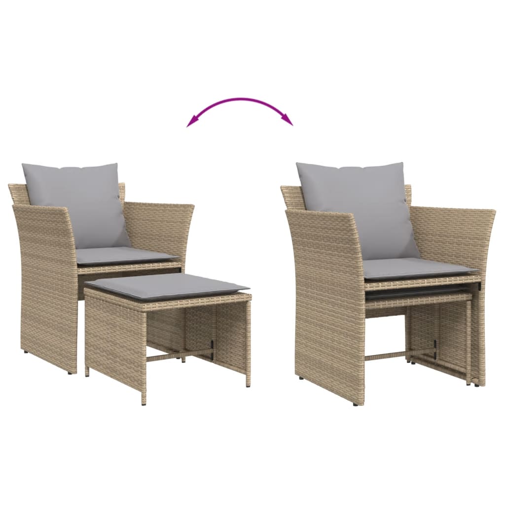 Sillón de jardín con reposapiés ratán sintético beige
