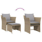 Sillón de jardín con reposapiés ratán sintético beige