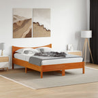 Cama sin colchón madera maciza de pino marrón cera 100x200 cm