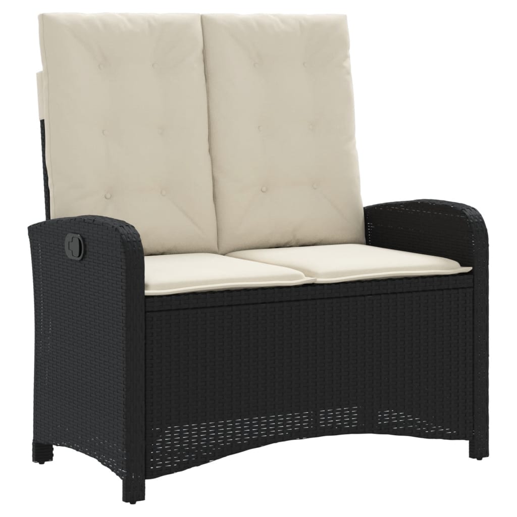 Garden reclining armchair with cushions black synthetic rattan
