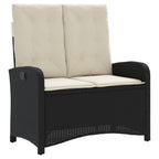 Garden reclining armchair with cushions black synthetic rattan