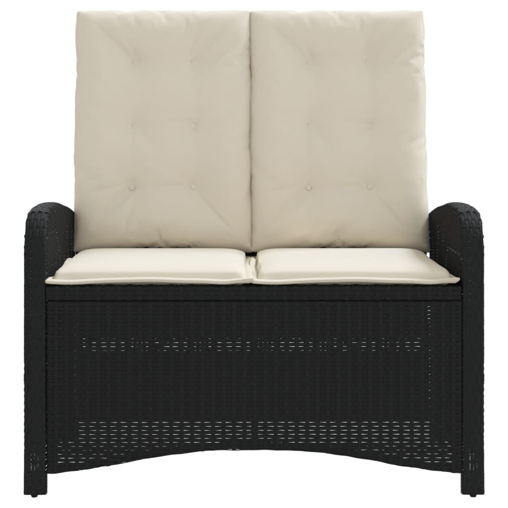 Garden reclining armchair with cushions black synthetic rattan
