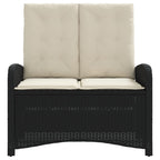 Garden reclining armchair with cushions black synthetic rattan