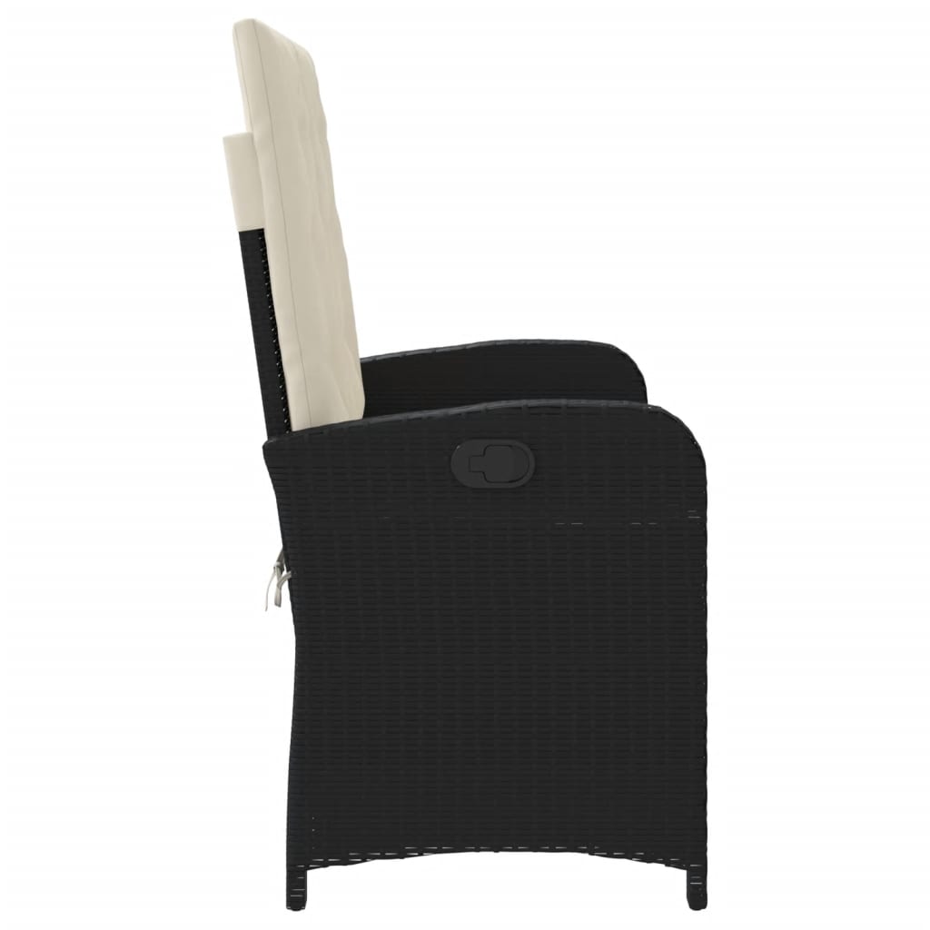 Garden reclining armchair with cushions black synthetic rattan
