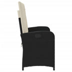 Garden reclining armchair with cushions black synthetic rattan