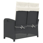 Garden reclining armchair with cushions black synthetic rattan