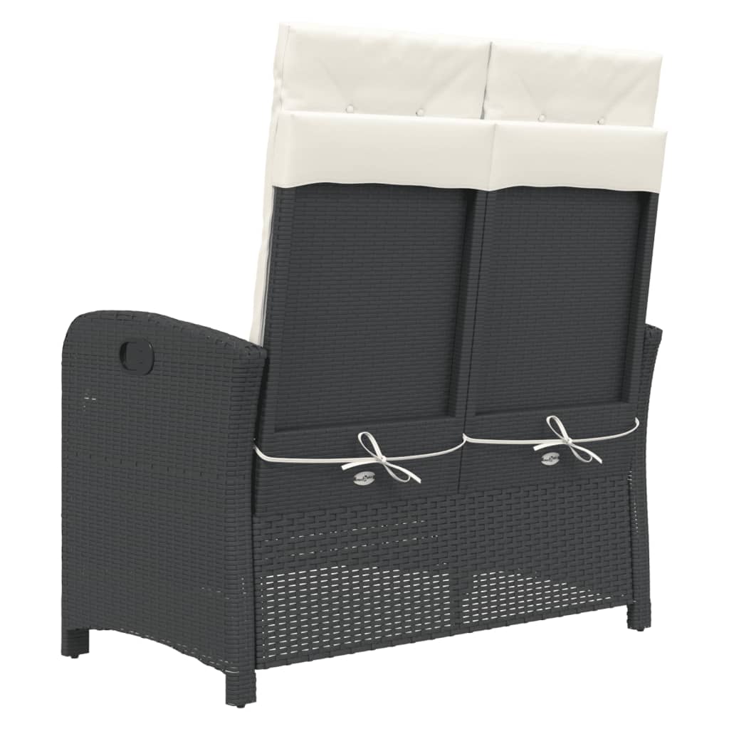 Garden reclining armchair with cushions black synthetic rattan