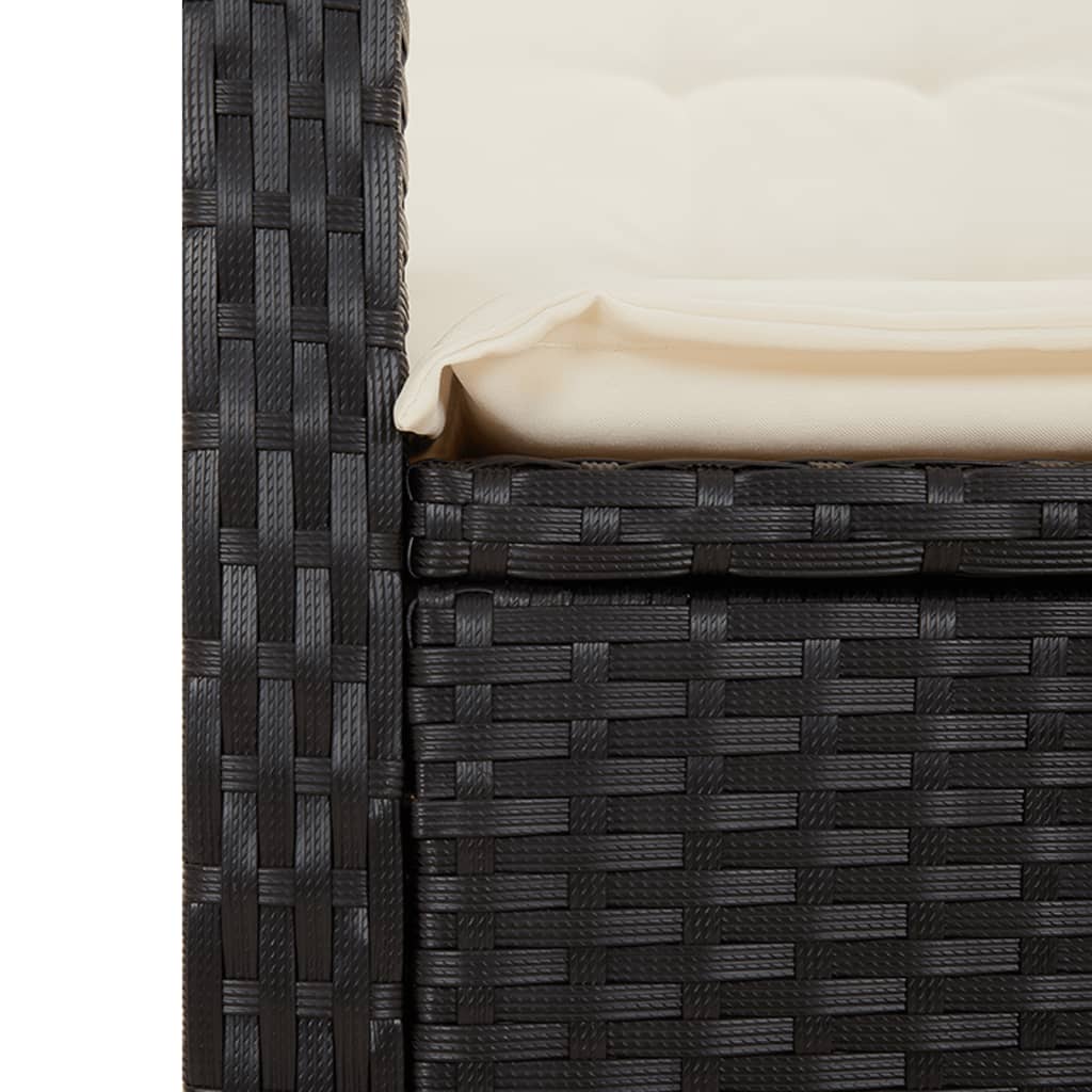 Garden reclining armchair with cushions black synthetic rattan