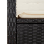 Garden reclining armchair with cushions black synthetic rattan