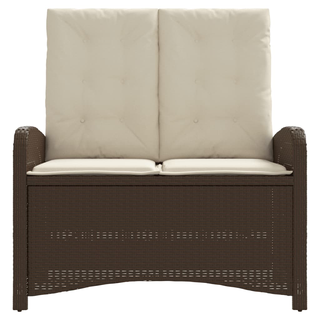 Brown synthetic rattan garden reclining armchair with cushions