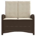 Brown synthetic rattan garden reclining armchair with cushions