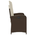 Brown synthetic rattan garden reclining armchair with cushions