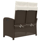 Brown synthetic rattan garden reclining armchair with cushions