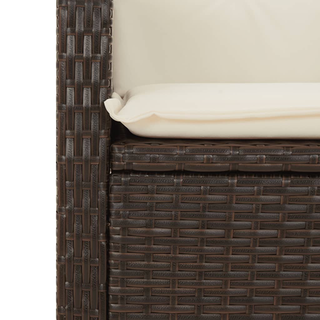Brown synthetic rattan garden reclining armchair with cushions