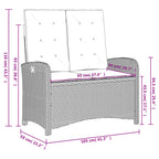 Brown synthetic rattan garden reclining armchair with cushions