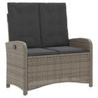 Reclining garden armchair with cushions grey synthetic rattan