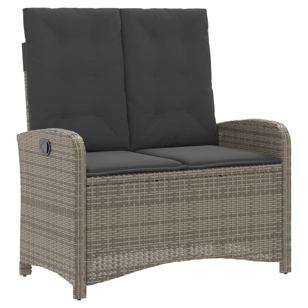 Reclining garden armchair with cushions grey synthetic rattan
