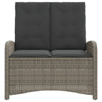 Reclining garden armchair with cushions grey synthetic rattan