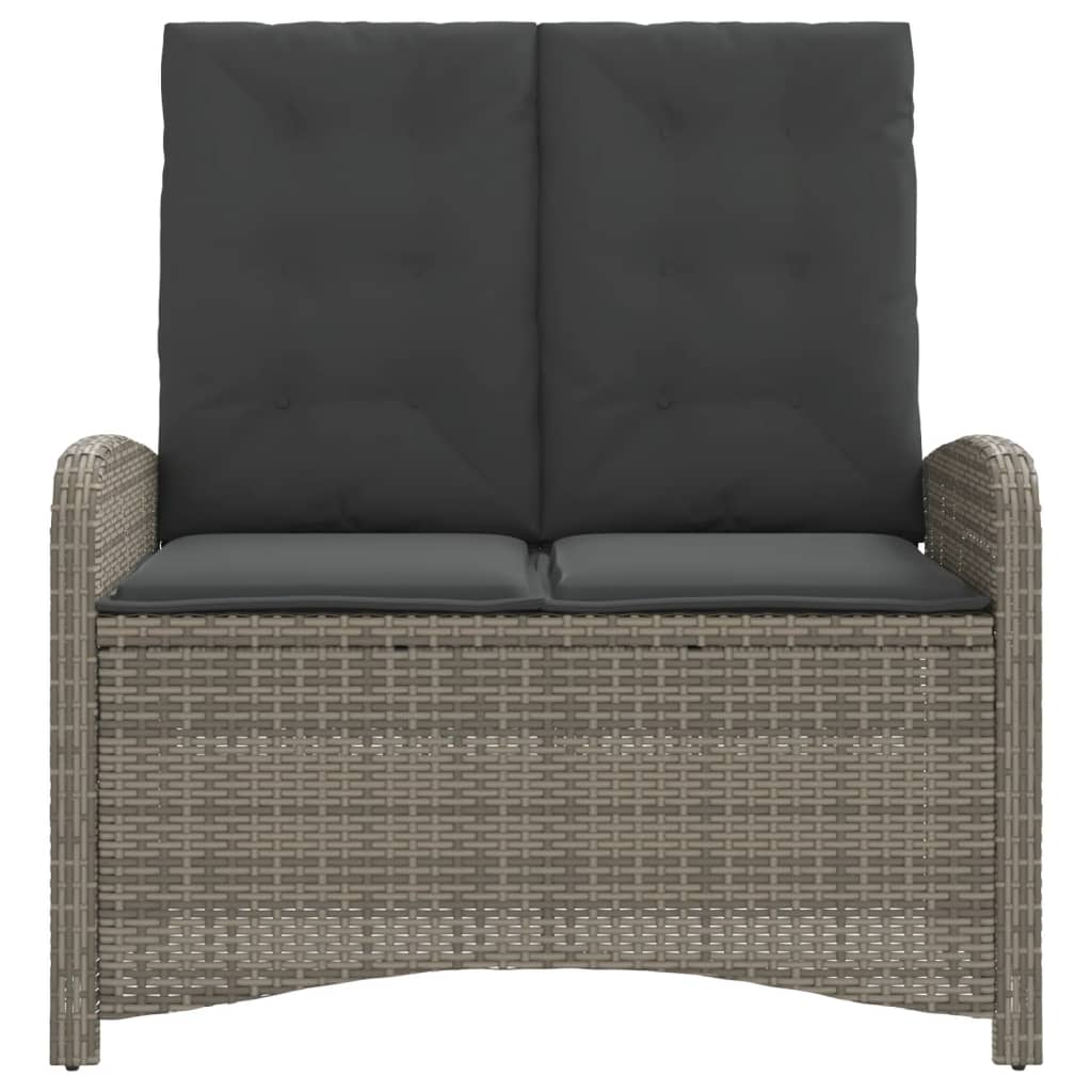 Reclining garden armchair with cushions grey synthetic rattan