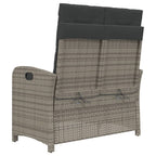 Reclining garden armchair with cushions grey synthetic rattan