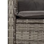 Reclining garden armchair with cushions grey synthetic rattan