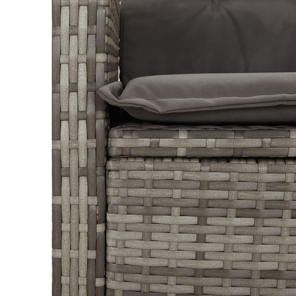 Reclining garden armchair with cushions grey synthetic rattan