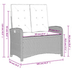 Reclining garden armchair with cushions grey synthetic rattan