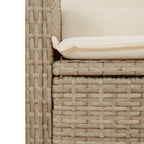 Sillón reclinable de jardín con cojines ratán sintético beige