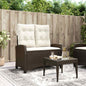 Brown synthetic rattan garden reclining armchair with cushions