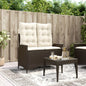 Brown synthetic rattan garden reclining armchair with cushions