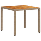 PE rattan and acacia wood garden table beige 90x90x75 cm