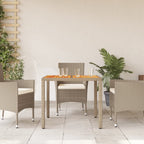 PE rattan and acacia wood garden table beige 90x90x75 cm