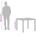 PE rattan and acacia wood garden table beige 90x90x75 cm