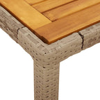 PE rattan and acacia wood garden table beige 90x90x75 cm