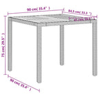 PE rattan and acacia wood garden table beige 90x90x75 cm