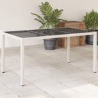 Mesa de jardín ratán PE beige y madera de acacia 190x90x75 cm