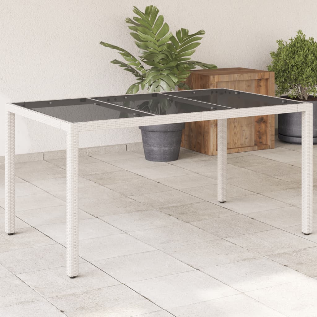 Mesa de jardín ratán PE beige y madera de acacia 190x90x75 cm