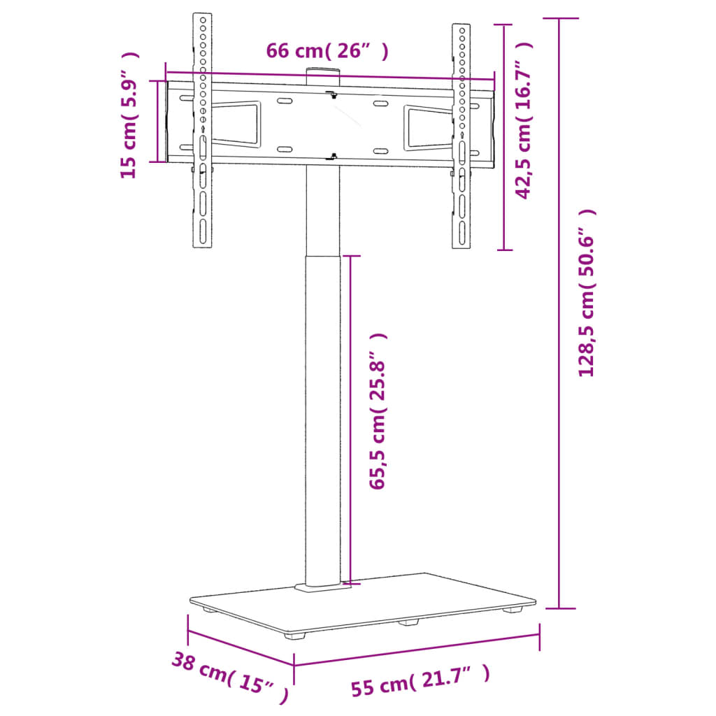 Mueble de TV de esquina 1 nivel para 32-65 pulgadas negro