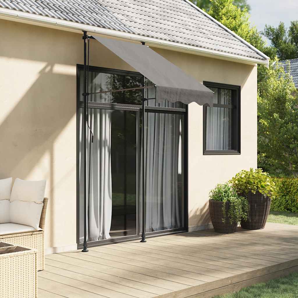 Toldo retráctil aluminio y tela amarillo y blanco 3,5x2,5 m