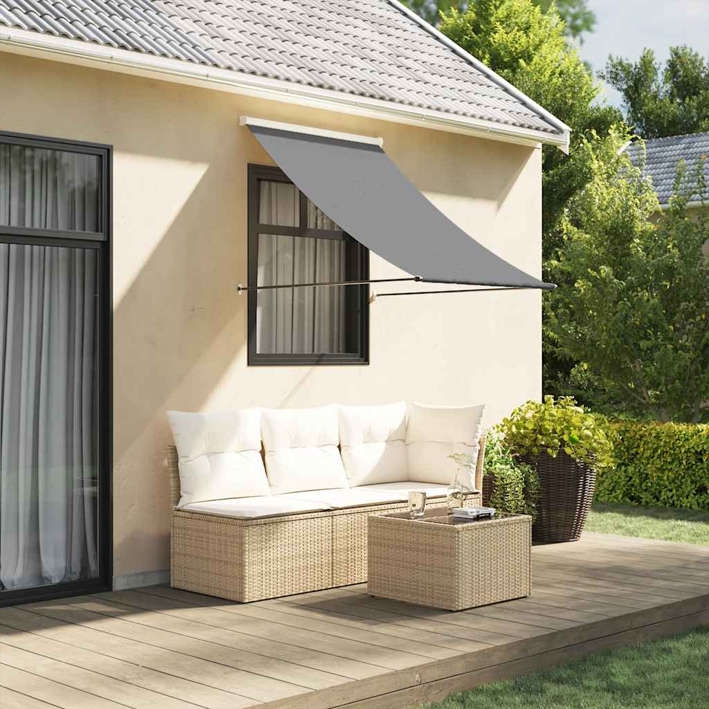 Toldo retráctil aluminio y tela amarillo y blanco 3,5x2,5 m