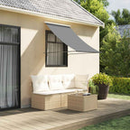 Toldo retráctil aluminio y tela amarillo y blanco 3,5x2,5 m