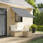 Toldo retráctil aluminio y tela amarillo y blanco 3,5x2,5 m