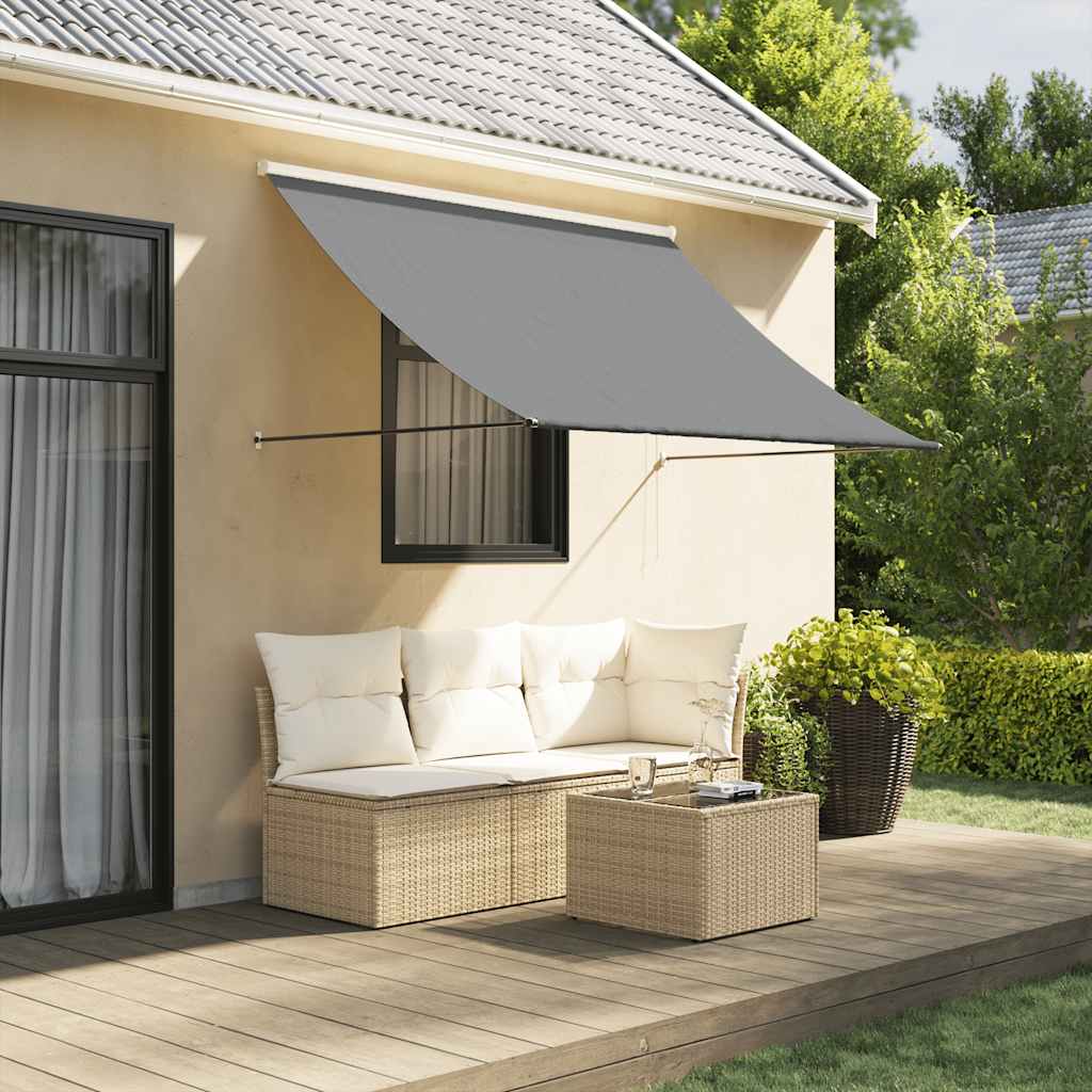 Toldo retráctil aluminio y tela amarillo y blanco 3,5x2,5 m