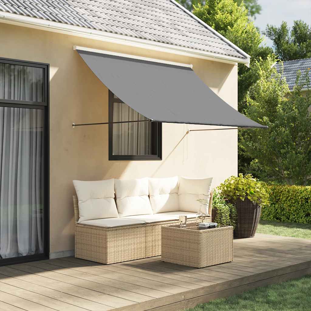 Toldo retráctil aluminio y tela amarillo y blanco 3,5x2,5 m
