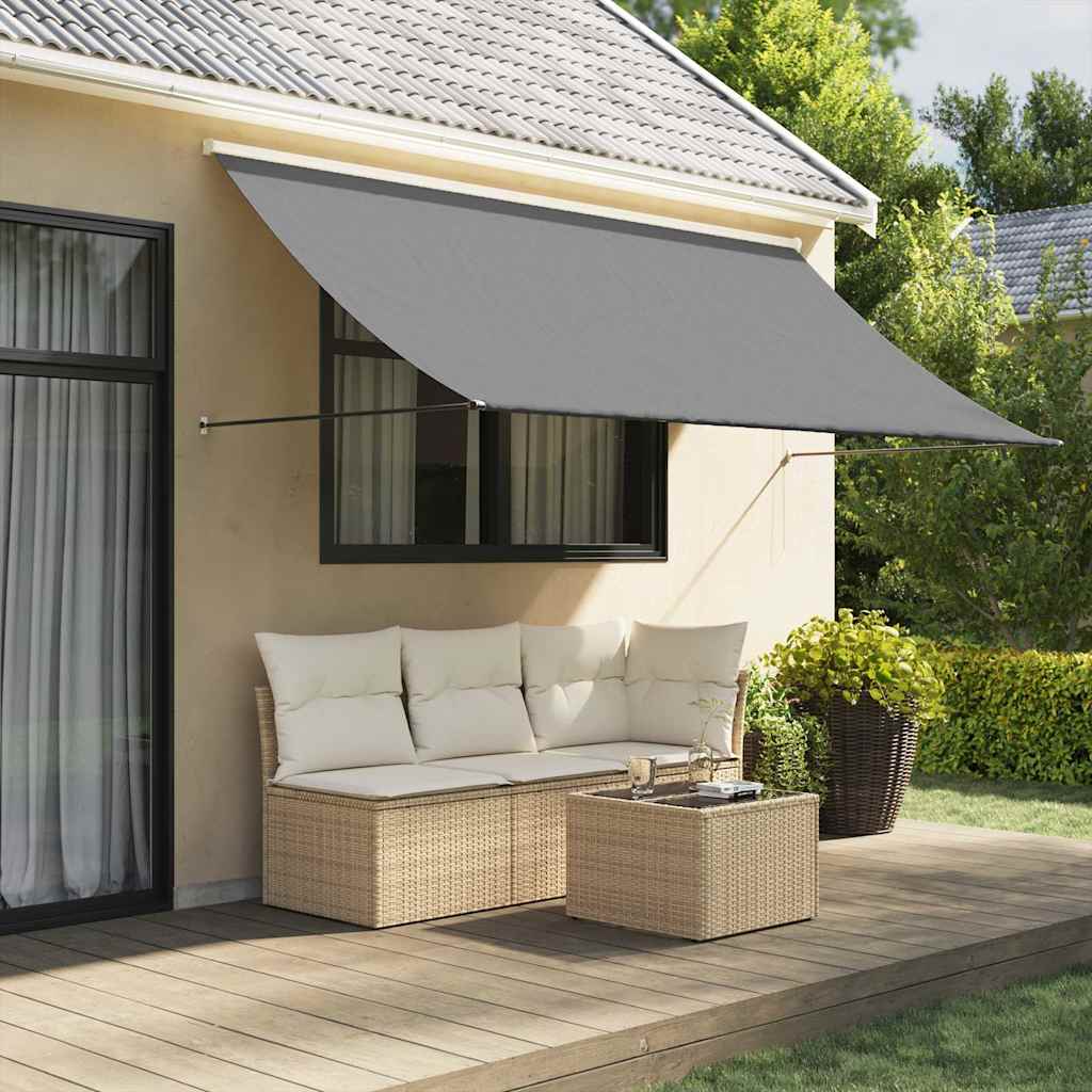 Toldo retráctil aluminio y tela amarillo y blanco 3,5x2,5 m