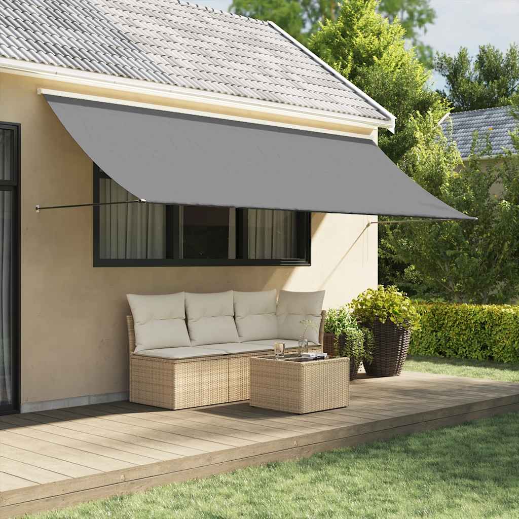Toldo retráctil aluminio y tela amarillo y blanco 3,5x2,5 m