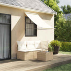 Toldo retráctil aluminio y tela amarillo y blanco 3,5x2,5 m