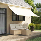 Toldo retráctil aluminio y tela amarillo y blanco 3,5x2,5 m